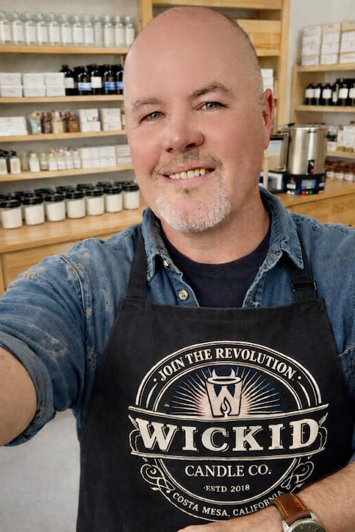 Wickid founder Jeffrey Smith in the Costa Mesa candle studio